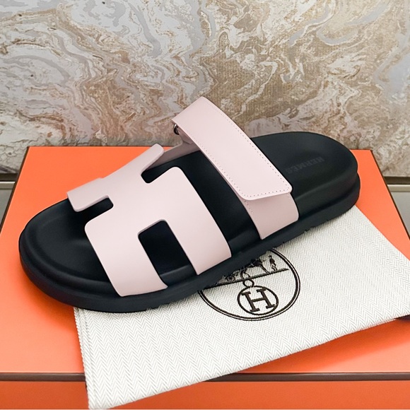 Hermes Calfskin Womens Chypre Rose Cancan Sandals